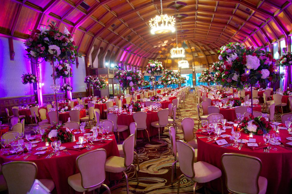 The beautiful grandeur of the Hotel Del Coronado--purple and red for a happy Gala!